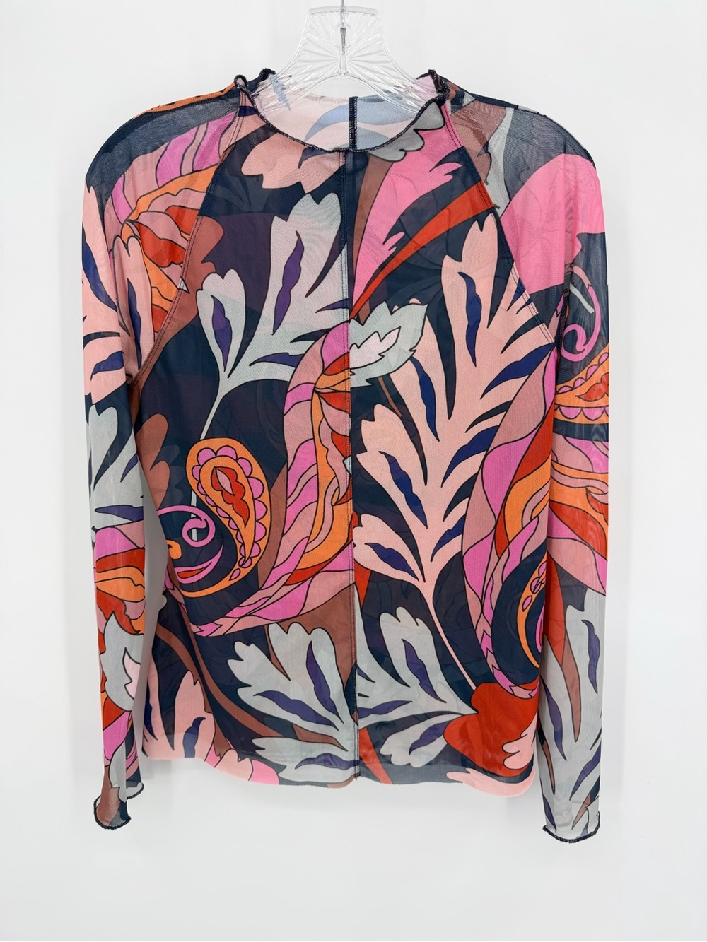Johnny Was Jade Jaylin Mesh Long Sleeve Tee Sereina Multicolor Print Size M - Picture 3 of 11